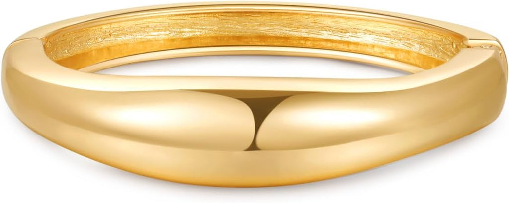 Chunky Gold/Silver Gold Cuff Bangle Bracelets for Women Trendy Hinged Cuff Open Wide Chunky Gold Bracelet Minimalist Bangle Jewelry Gift