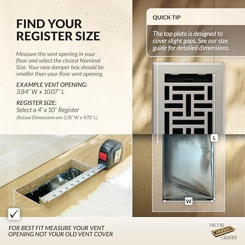 Decor Grates Metal Oriental Decorative Air Vent Cover 4x10 Floor Register – - Image 3