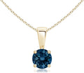Angara Natural Blue Topaz Solitaire Pendant for Women | Classic Prong-Set Round Blue Topaz Pendant in 14K Solid Gold/Silver/Platinum With 18" Chain | December Birthday, Gemstone Jewelry Gift