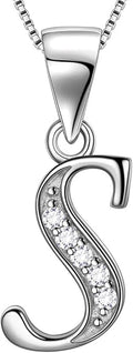 Aurora Tears Letter Necklace Initial 925 Sterling Silver Alphabet Pendant Crystal Name Gift Women Cubic Zirconia Jewelry