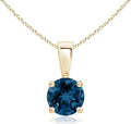 Angara Natural Blue Topaz Solitaire Pendant for Women | Classic Prong-Set Round Blue Topaz Pendant in 14K Solid Gold/Silver/Platinum With 18" Chain | December Birthday, Gemstone Jewelry Gift