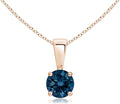 Angara Natural Blue Topaz Solitaire Pendant for Women | Classic Prong-Set Round Blue Topaz Pendant in 14K Solid Gold/Silver/Platinum With 18" Chain | December Birthday, Gemstone Jewelry Gift