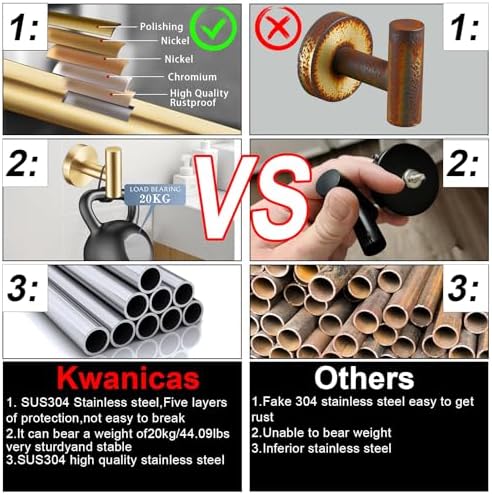 6 Pieces Brushed Gold Bathroom Hardware Accessories Set Hand Towel Ring 16&23.6 - Image 6