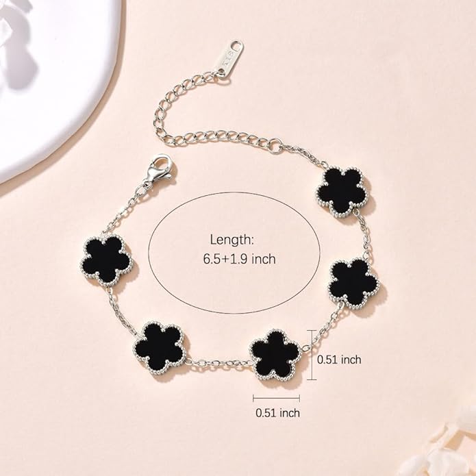 18K Gold-Plated Four Leaf Clover Bracelet for Women,Adjustable lucky Bracelet Set Jewelry Gift-Hypoallergenic Charm for Birthdays, Wellness & Daily Wear