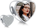 Annmors Personalized Photo Charm for Bracelet Necklaces,925 Sterling Silver Charm Love Heart Shaped Engraved Customize Picture Gift for Birthday Mother's Day Christmas,Bead Charms Jewelry for Women
