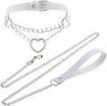 Harajuku Peach Heart Choker Punk Hauling Chain PU Leather Collar Gothic Necklace NightClub Goth Leash Belts