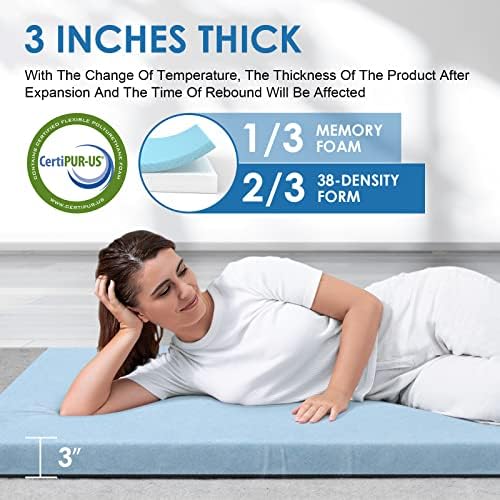 KingChii CertiPUR-US Memory Foam Camping Mattress, Portable Roll Up Travel Car - Image 2