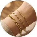 14K Gold Plated Bracelets for Women, A–Z Initial Charm Bangles Jewelry Set, Elegant Gold Accessories, Friendship Bracelet Gifts for Mom