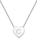 YL Initial Necklace 925 Sterling Silver Heart Letter Pendant A-Z Alphabet Cubic Zirconia Jewelry for Women