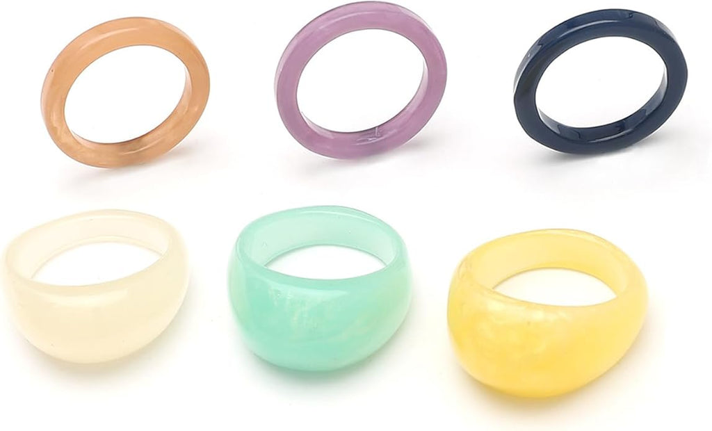Multicolor Resin Chunky Rings for Women,Acrylic Plastic Rin Knuckle Finger Cute Trendy Aesthetic Y2k Statement Ring Vintage Simple Geometric Rings Jewelry