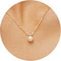 Pearl Necklaces for Women-14k Gold Plated Layered-Single Pearl Necklace Simple Pearl Choker Necklaces for Women Trendy Cute Gold Necklace Jewelry for Women Gifts