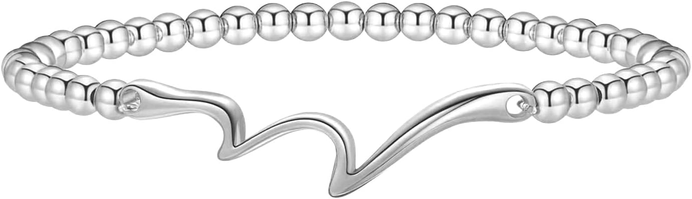 Valentines Day Gifts for Women Her - Beaded Stretch Handmade Ball Bracelets Cute Charm Bracelet Dainty Stackable Cross Heart Bow Wave CZ Jewelry Gifts Trendy Stuff