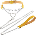 Harajuku Peach Heart Choker Punk Hauling Chain PU Leather Collar Gothic Necklace NightClub Goth Leash Belts