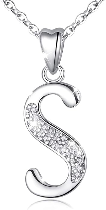 AEONSLOVE 925 Sterling Silver Initial Necklaces for Women, 26 Letters Pendants Necklace Gift for Mother, Daughter, Wife, 18 Inch Chain