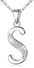 AEONSLOVE 925 Sterling Silver Initial Necklaces for Women, 26 Letters Pendants Necklace Gift for Mother, Daughter, Wife, 18 Inch Chain