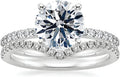 Wedding Ring Set Engagement Ring Bridal Set 2 CT Center Round Cut Moissanite Engagement Rings for Women Platinum Plated Silver Free Engraving