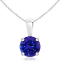 Angara Natural Tanzanite Solitaire Pendant for Women | Round Tanzanite Solitaire Pendant Necklace in 14K Solid Gold/Silver/Platinum With 18" Chain | December Birthday, Gemstone Jewelry Gift