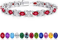 Iefil Valentines Day Gifts for Her, Oval Birthstone Tennis Bracelets for Women Wife Unique X O Design Fine Jewelry Anniversary Birthday Gift 925 Sterling Silver Birthstone Jewelry for Mom Girlfriend