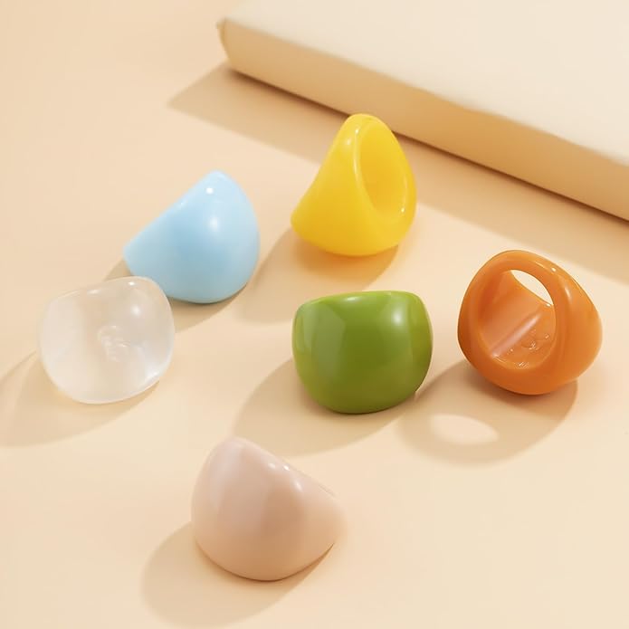 Colorful Chunky Acrylic Ring for Women,Vintage Statement Stackable Rings Candy Color Knuckle Finger Rings Y2K Fashion Classic Jewelry