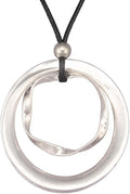 Boho Leather Necklace Women Bohemian Brown Circle Pendant Necklace Choker Long Necklaces for Women Boho Ring Large Pendant