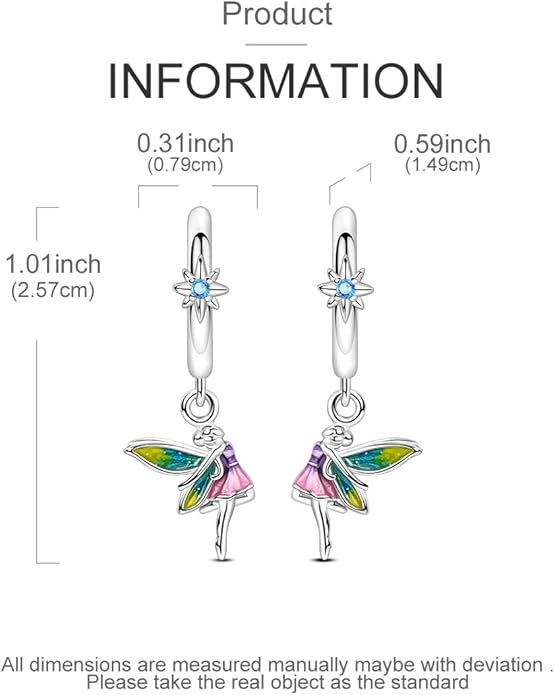 LAZA 925 Sterling Silver Hoop Earrings for Women, Hypoallergenic Huggie Butterfly Dangle Drop Earrings Colorful Flower Earrings Jewelry Gifts