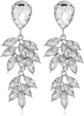 Aloha Earrings Non Pierced Silver Tone Clip On Sparkling Statement Dangling Earrings