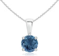 Angara Natural Blue Topaz Solitaire Pendant for Women | Classic Prong-Set Round Blue Topaz Pendant in 14K Solid Gold/Silver/Platinum With 18" Chain | December Birthday, Gemstone Jewelry Gift