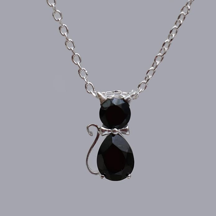925 Sterling Silver Animal Pendant Necklace Collection for Women | Handmade Natural Gemstone Jewelry | Cat, Bee, Turtle & Bug Designs | Hypoallergenic Silver Necklace Gift for Her