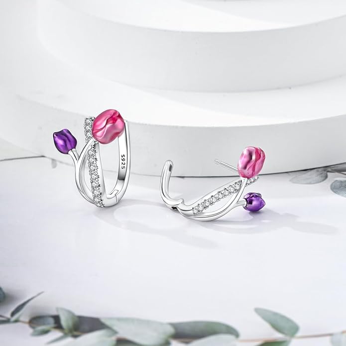 Parmuz 925 Sterling Silver Huggie Hoop Earrings Butterfly Posts Thick Chunky Hoops for Women Small Tiny cuff Cubic Zirconia Snake Heart Earring