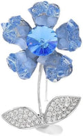 14K Gold Purple/Blue/White Flower Brooch for Women, Small Suit Outerwear Decoration, Crystal Gemstone Brooch for Her