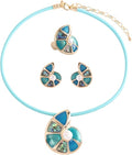 Chunky Statement Jewelry Set Blue Ocean Seashell Choker Necklaces Earrings Set for Women Pearl Bib Collar Necklaces for Party Prom Pageant Summer Fashion Jewelry Unique Birthday Gift