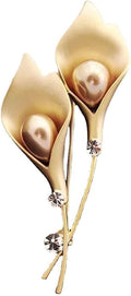 Crystal Pearl Flower Brooches Pins Fashion Beautiful Created Rhinestone Floral Brooch Good Idea for Party Dance Wedding Banquet for Elegant Women Girl