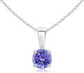 Angara Natural Tanzanite Solitaire Pendant for Women | Round Tanzanite Solitaire Pendant Necklace in 14K Solid Gold/Silver/Platinum With 18" Chain | December Birthday, Gemstone Jewelry Gift