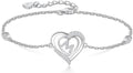 RIVIKO Heart Initial Bracelets for Women,925 Sterling Silver Letter Bracelets, Personalized Charm Alphabet Jewelry Valentines Christmas Mother’s Day Birthday Gifts for Women Friend Her Mom Wife Lady