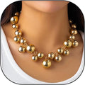Chunky Pearls Statement Choker Necklace for Women,14K Gold Large Beaded Punk Ball Cluster Collar Necklace Party Dainty Jewelry Gift
