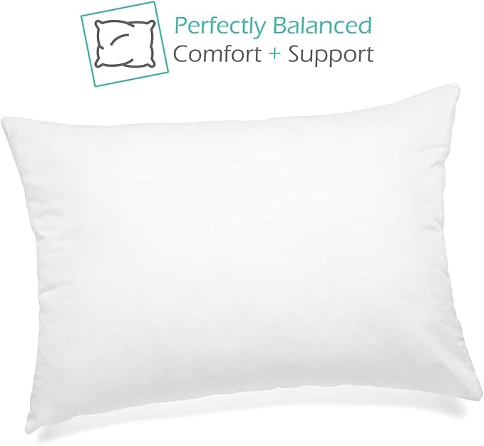 Nestl 2 Pack Toddler Pillow for Sleeping 13 x 18, Small Kids Pillow for Travel, Car, School, Nap, & Toddler Bed, Machine Washable Soft Cotton Child 2 Year Old and Up - White
