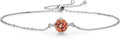 Gem Stone King Gemstone Birthstone Solitaire Bracelet For Women | 925 Sterling Silver | Round 6MM | Gift for Her Women Wife Mom Lady Daughter | Adjustable Bolo Bracelet | Easy-On Easy-Off