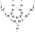 Luxury Cubic Zirconia Aurtrian Crystal Pearl Floral Necklace Dangle Earrings Wedding Bridal Jewelry Set Birthday Gifts for Her