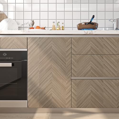 Livelynine 15.8x394 Inch Herringbone Wood Floor Contact Paper Peel and Stick - Image 5