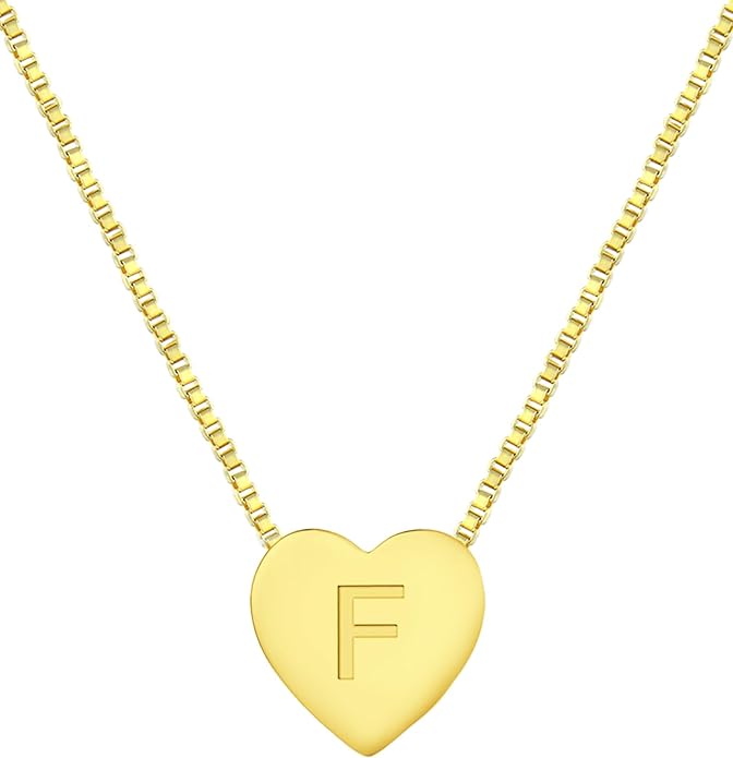 YL Initial Necklace 925 Sterling Silver Heart Letter Pendant A-Z Alphabet Cubic Zirconia Jewelry for Women