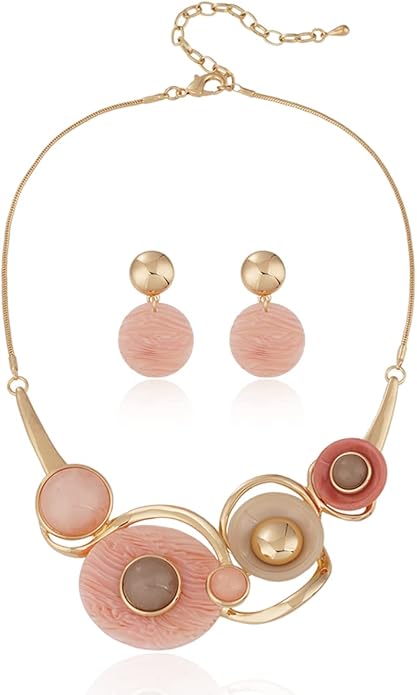 AMYJANE Vintage Statement Jewelry Set - Spring Leaf Flower Floral Plant Necklace Earring Set Crystal Rhinestone Fashion Costume Jewelry for Women Prom Party Unique Gift