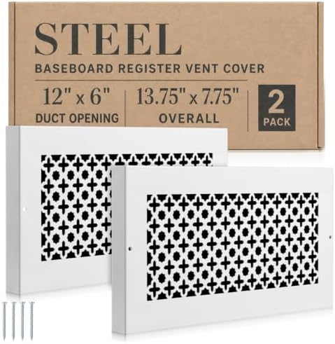 Lewtemi 2 Pcs 12 x 6" Baseboard Register Grill Air Return Vent Cover Corner by Lewtemi