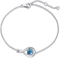 FANCIME Love Bracelet 925 Sterling Silver Infinity Birthstone Bracelets for Women Fine Jewelry Birthday Christmas Gifts for Her Mom Wife, Chain Length 6.7"+1.2" Extend