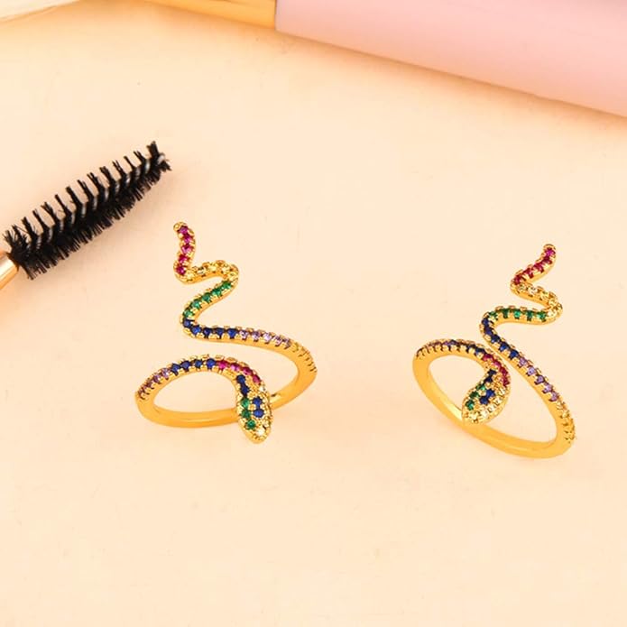 Gold-Plated Butterfly Rings - Vintage Snake Statement Rings with Cubic Zirconia for Women Adjustable Open Rings