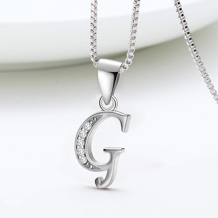 Aurora Tears Letter Necklace Initial 925 Sterling Silver Alphabet Pendant Crystal Name Gift Women Cubic Zirconia Jewelry
