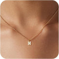 Diamond Pendant Necklace for Women, Dainty Gold Necklace 18k Gold Plated Paperclip Choker Necklaces Cute Open Oval Necklaces Simple Gold Necklace Jewelry Gifts for Women Trendy