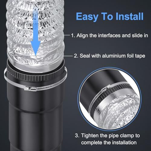 7 Inch Dryer Vent Hose, 10FT Flexible Dryer Ducting Tube Aluminum Non-Insulated - Image 4