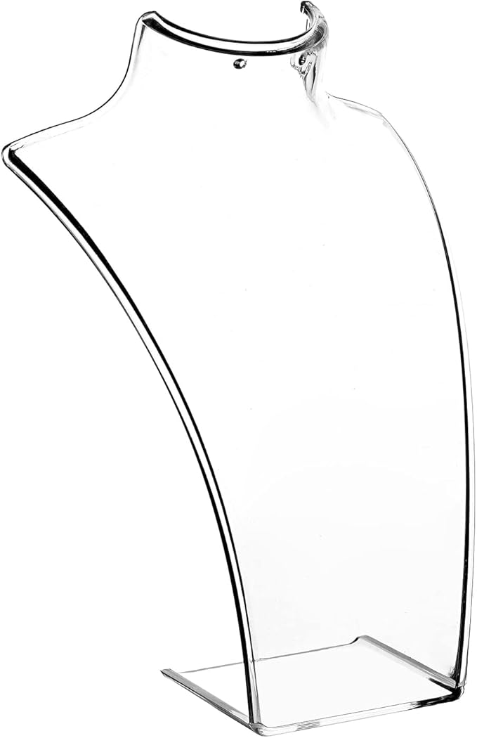MyGift Acrylic Necklace Holder Jewelry Display Set of 6 for Retail Vendor Bust and Earring Premium Clear Countertop Stand
