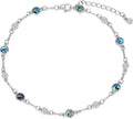 Anklet Bracelet for Women 925 Sterling Silver Natural Stone Chain Ankle Bracelet Beach Summer Fine Jewelry Valentines Day Birthday Gifts for Her Mom Wife