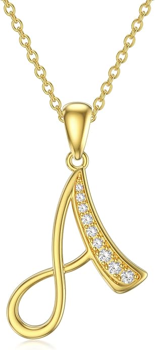 14k Gold Initial Necklace for Women, Solid Gold Moissanite Letter Pendant Necklaces Jewelry for Her Birthday Valentines Day Gifts for Mom Wife Christmas Gifts for Girlfriend Sister